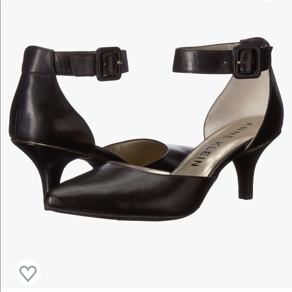 Anne Klein AK Fabulist Black Leather Dress Pump 5M
